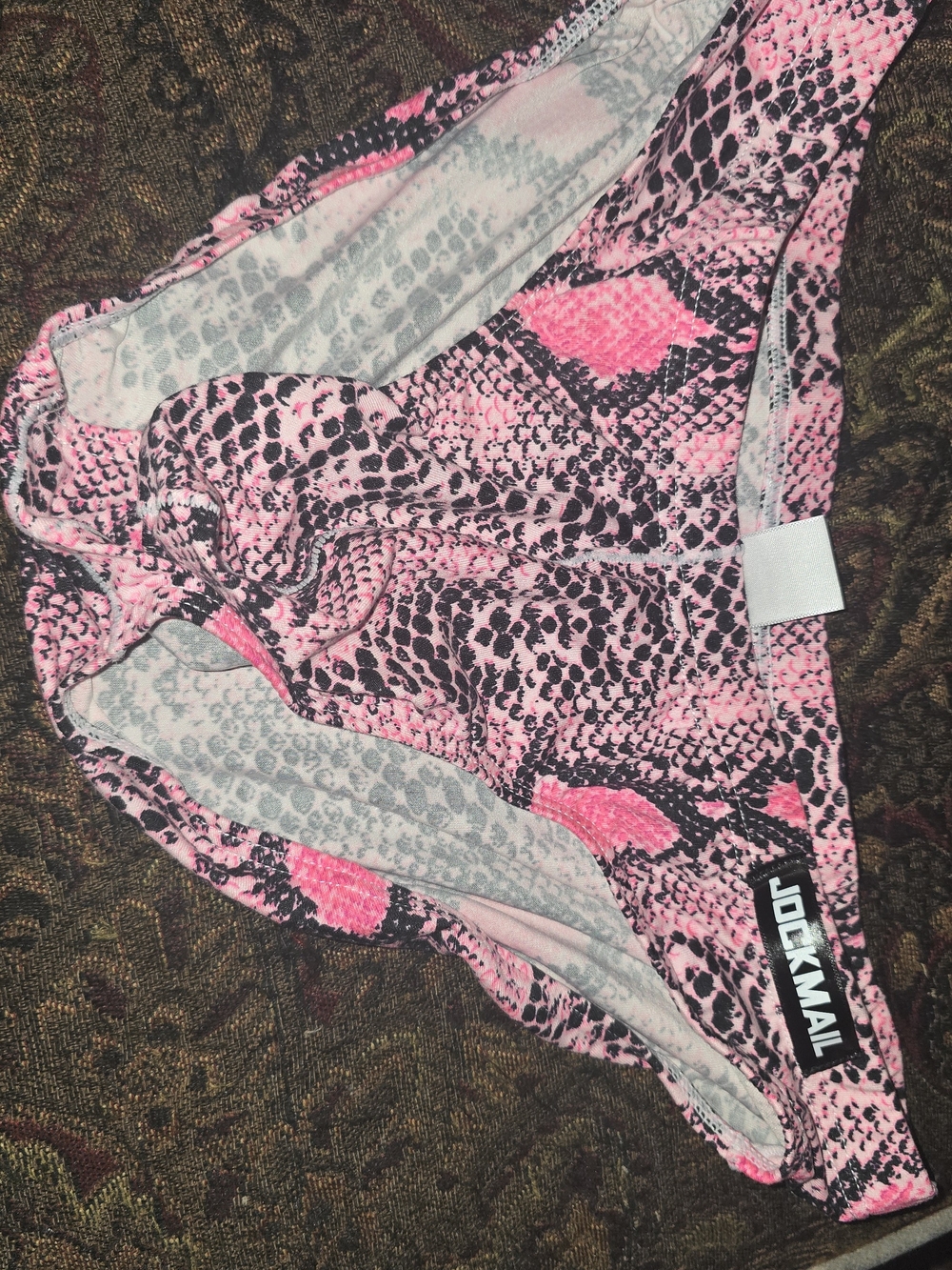 JOCKMAIL Pink Snake Print Bikini Bottom Men's Underwear Medium